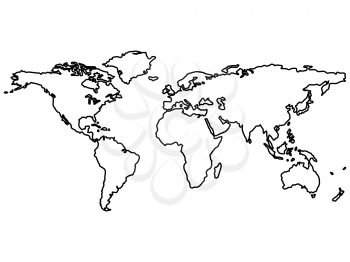 Royalty Free Clipart Image of an Outline of a World Map