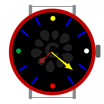 Royalty Free Clipart Image of a Colourful Clock