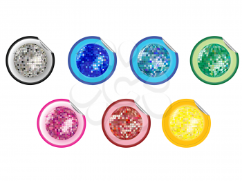 Royalty Free Clipart Image of a Set of Disco Ball Stickers