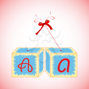 Royalty Free Clipart Image of Initials on Blocks Tied With Ribbon