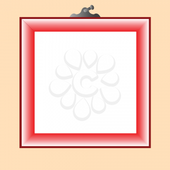 Royalty Free Clipart Image of a Red Frame in Soft Beige