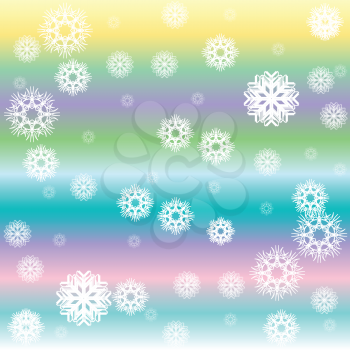 Royalty Free Clipart Image of Pastel Stripes and White Snowflakes