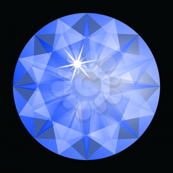 blue diamond against black background, abstract vector art illustration