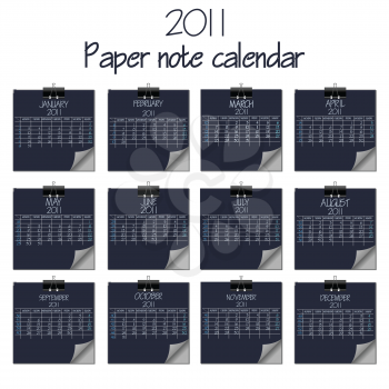 calendar with paper notes 2011 against white background, abstract vector art illustration