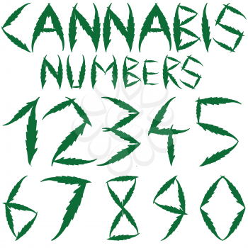 cannabis numbers against white background, abstract vector art illustration