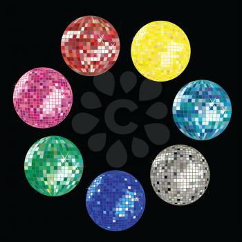 disco ball collection, vector art illustration