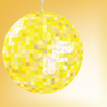 disco ball yellow, vector art illustration; more disco balls in my gallery