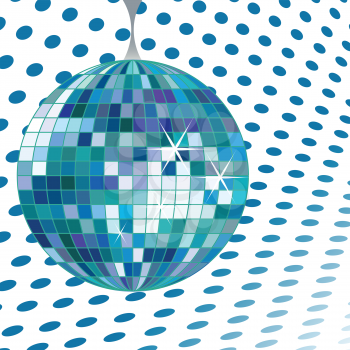 disco ball blue, vector art illustration; more disco balls in my gallery