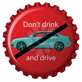 dont drink and drive concept, isolated object over white background, abstract vector art illustration