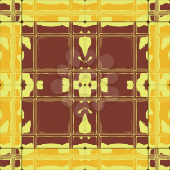 grunge brown yellow ceramic tiles composition, abstract texture; vector art illustration