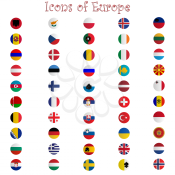 icons of europe against white background, abstract vector art illustration