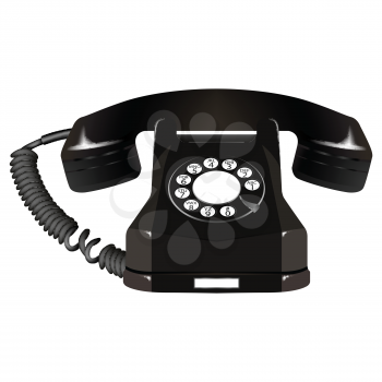old telephone against white background, abstract vector art illustration