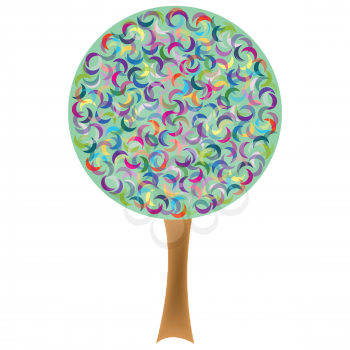 retro tree isolated on white background, abstract vector art illustration