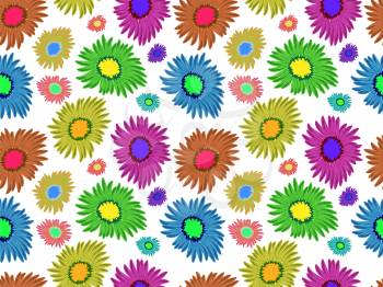 flowers abstract seamless pattern, vector art illustration