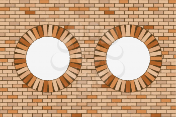 round brick windows, abstract vector art illustration