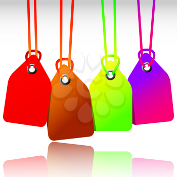 blank colored tags reflected; abstract vector art illustration