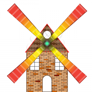 wind mill house against white background, abstract vector art illustration