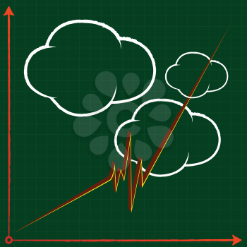 3d graph and clouds, abstract vector art illustration