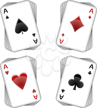 aces playing cards over white background, abstract vector art illustration