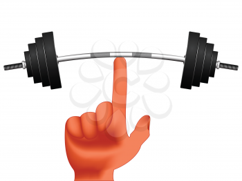 finger holding weights against white background, abstract vector art illustration; image contains gradient mesh