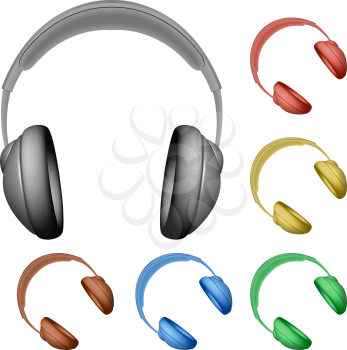 headphones against white background, abstract vector art illustration