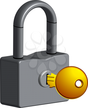 locked and key against white background, abstract vector art illustrator