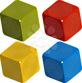 maze cubes against white background, abstract vector art illustration