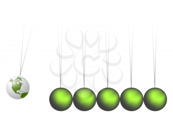 newtons cradle earth, abstract vector art illustration; image contains transparency and gradient meshes