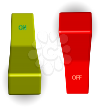 on off switches against white background, abstract vector art illustration
