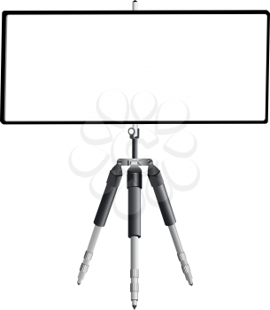 tripod and empty banner against white background, abstract vector art illustration
