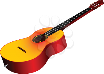3d acoustic guitar against white background, vector art illustration