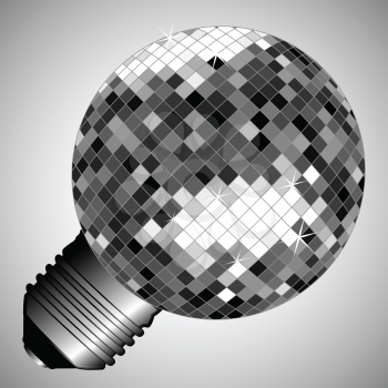disco light bulb, abstract electric lamp; vector art illustration