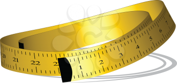 yellow measuring tape against white background, vector art illustration