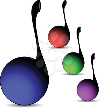 musical notes against white background, abstract vector art illustration