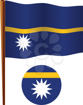 nauru wavy flag and icon against white background, vector art illustration, image contains transparency