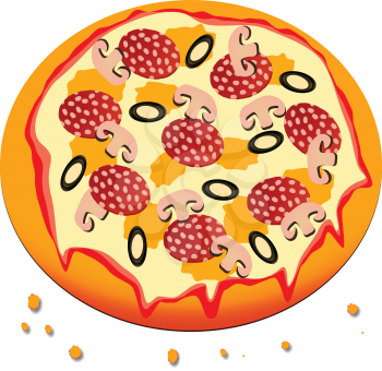 pizza cartoon against white background, abstract vector art illustration
