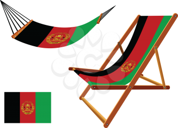 afghanistan hammock and deck chair set against white background, abstract vector art illustration