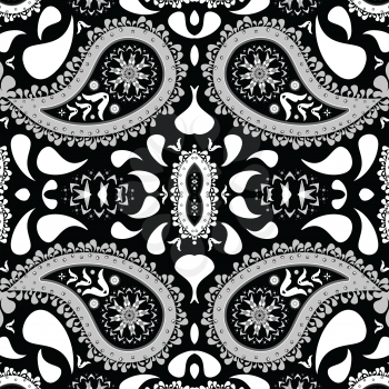 paisley background, abstract seamless texture; vector art illustration