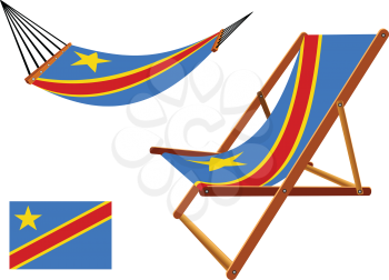 congo hammock and deck chair set against white background, abstract vector art illustration
