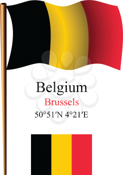belgium wavy flag and coordinates against white background, vector art illustration, image contains transparency