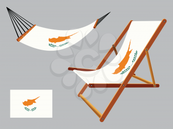 cyprus hammock and deck chair set against gray background, abstract vector art illustration