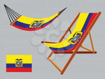 ecuador hammock and deck chair set against gray background, abstract vector art illustration