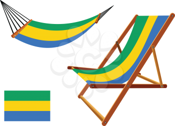 gabonese republic hammock and deck chair set against white background, abstract vector art illustration