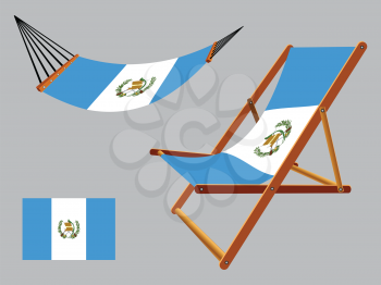 guatemala hammock and deck chair set against gray background, abstract vector art illustration