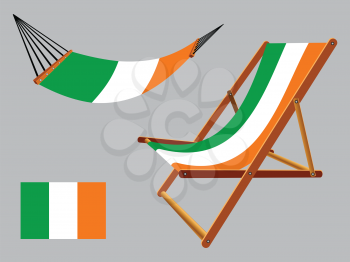 ireland hammock and deck chair set against gray background, abstract vector art illustration