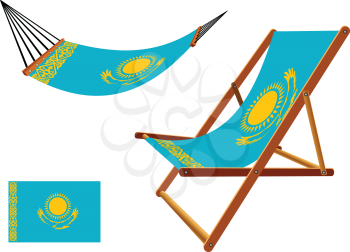 kazakhstan hammock and deck chair set against white background, abstract vector art illustration