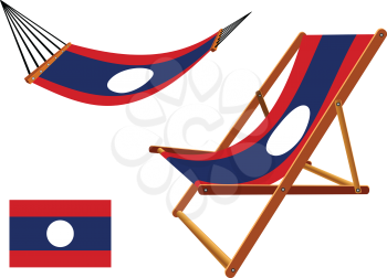 laos hammock and deck chair set against white background, abstract vector art illustration