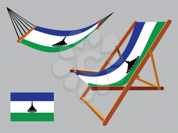 lesotho hammock and deck chair set against gray background, abstract vector art illustration