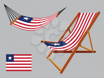 liberia hammock and deck chair set against gray background, abstract vector art illustration