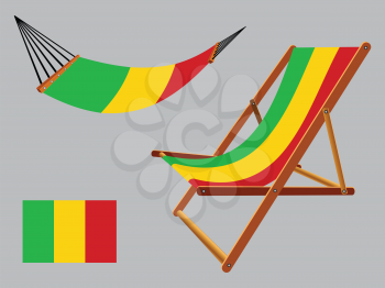 mali hammock and deck chair set against gray background, abstract vector art illustration